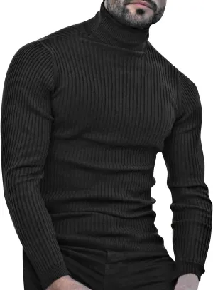 Sweaters for Men Men's Long Sleeve Solid Turtleneck Sweater Casual Pullover Basic Twist Patterned Knitted Sweaters Top