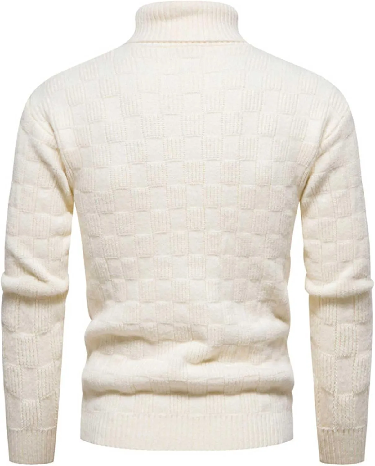 Sweaters for Men Men's Solid Plaid Long Sleeve Slim Fit Turtleneck Sweater Casual Knitted Twisted Pullover Sweaters