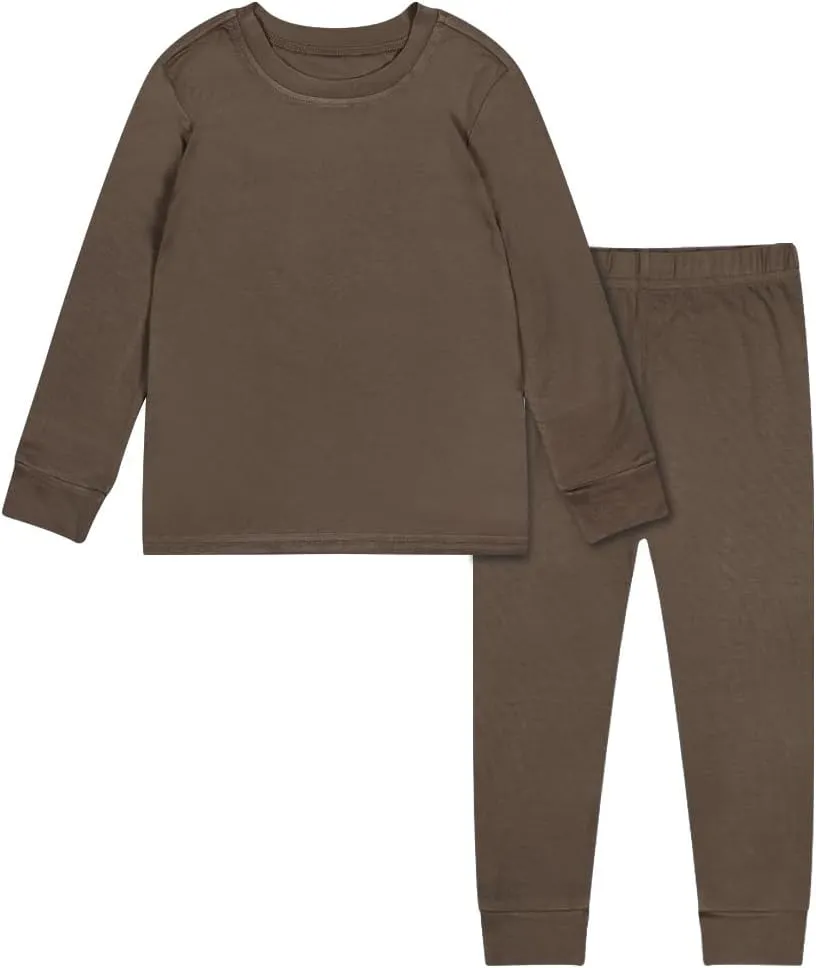 Teach Leanbh Toddler Baby Boys Girls Bamboo Viscose Pajamas Set Round Neck Long Sleeve Snug Fit Sleepwear Pjs 12M-5Y