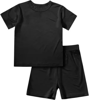 Teach Leanbh Toddler Baby Boys Girls Bamboo Viscose Pajamas Set Round Neck Short Sleeve Snug Fit Sleepwear Pjs 12M-5Y