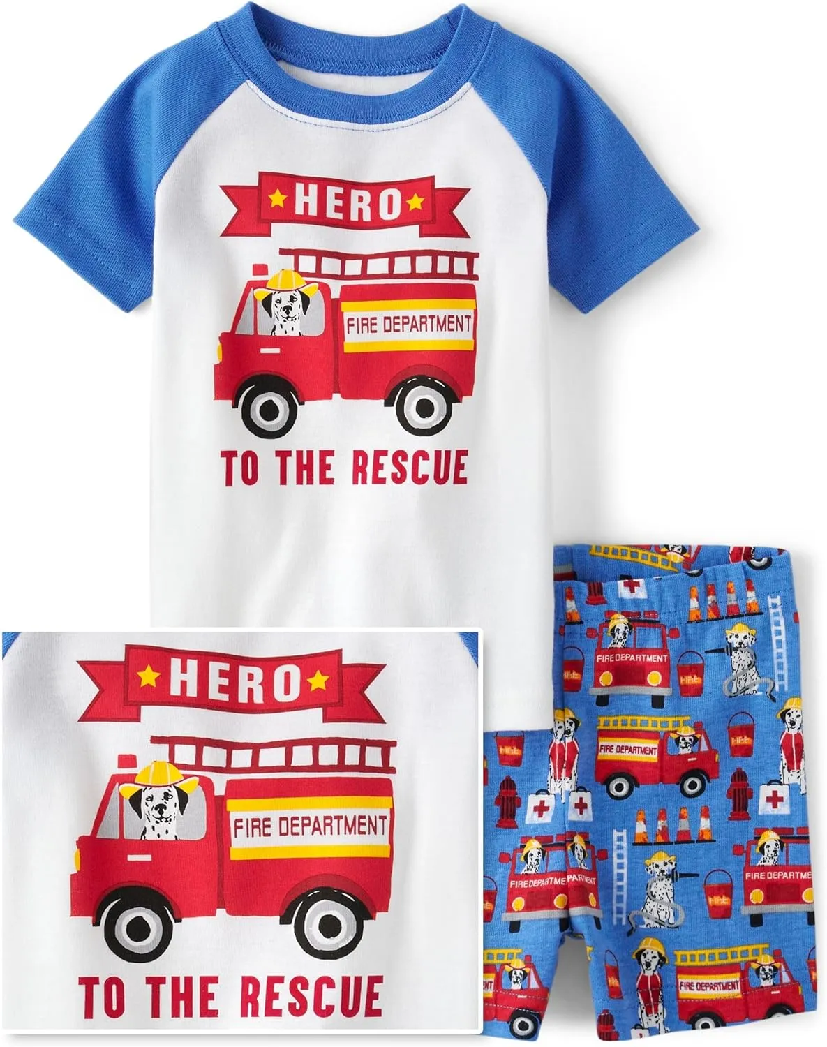 The Children's Place Baby Boys' and Toddler Sleeve Top and Shorts Snug Fit 100% Cotton 2 Piece Pajama Set