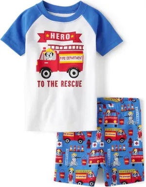 The Children's Place Baby Boys' and Toddler Sleeve Top and Shorts Snug Fit 100% Cotton 2 Piece Pajama Set