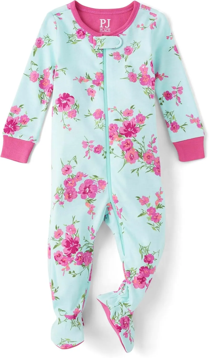 The Children's Place Baby Girls' and Toddler Snug Fit 100% Cotton Zip-Front One Piece Footed Pajama