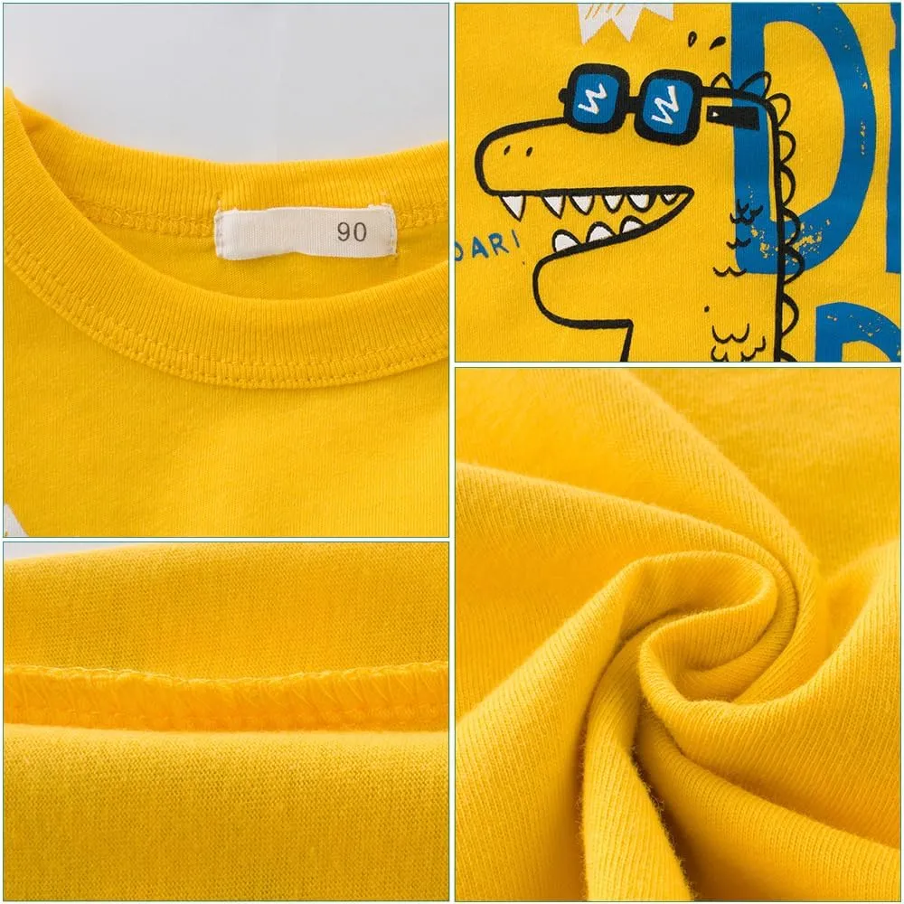 Toddler Boys Shirts Short-Sleeve Little Kids t Shirts Boys' Tops, Tees & Shirts Graphic TEE Age for 2-7 Years 4-Pack