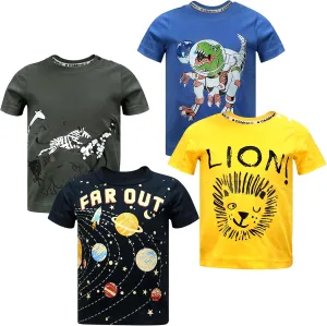 Toddler Boys Shirts Short-Sleeve Little Kids t Shirts Boys' Tops, Tees & Shirts Graphic TEE Age for 2-7 Years 4-Pack