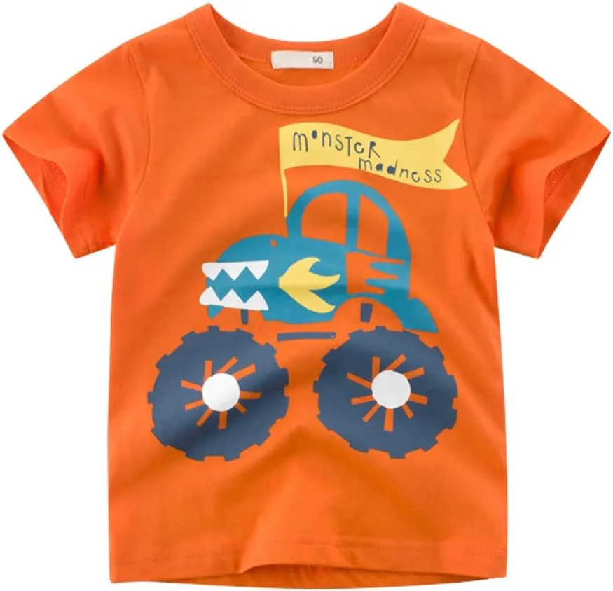 Toddler Boys Shirts Short-Sleeve Little Kids t Shirts Boys' Tops, Tees & Shirts Graphic TEE Age for 2-7 Years 4-Pack