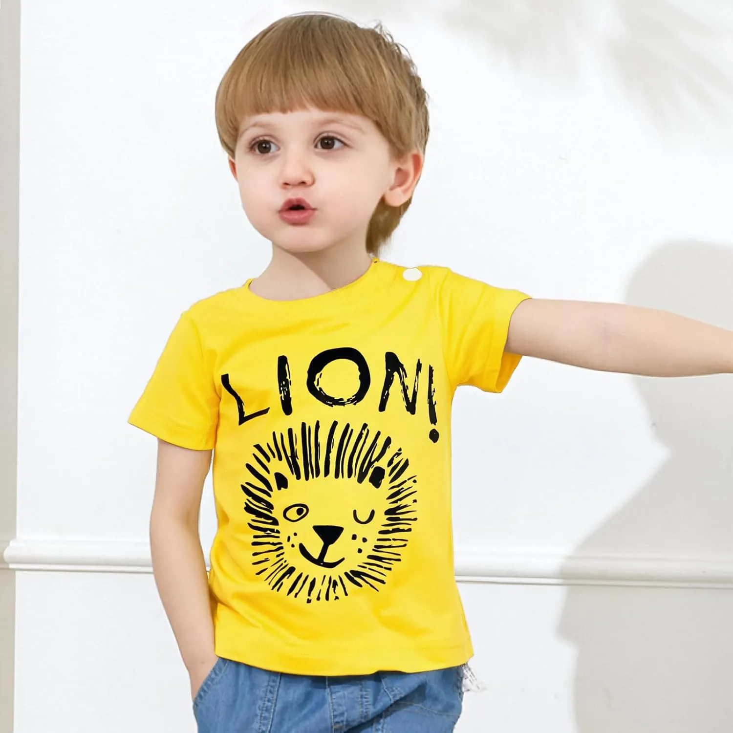 Toddler Boys Shirts Short-Sleeve Little Kids t Shirts Boys' Tops, Tees & Shirts Graphic TEE Age for 2-7 Years 4-Pack