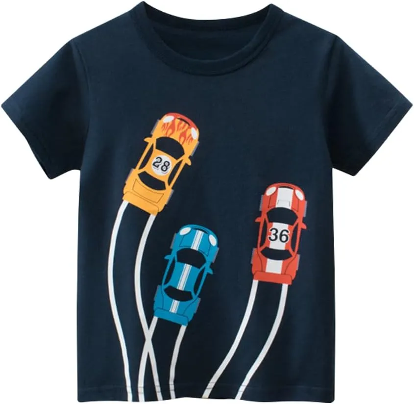 Toddler Boys Shirts Short-Sleeve Little Kids t Shirts Boys' Tops, Tees & Shirts Graphic TEE Age for 2-7 Years 4-Pack
