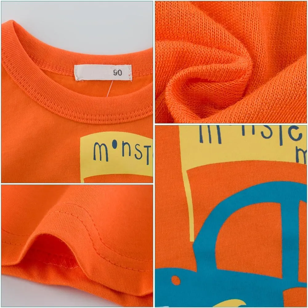 Toddler Boys Shirts Short-Sleeve Little Kids t Shirts Boys' Tops, Tees & Shirts Graphic TEE Age for 2-7 Years 4-Pack