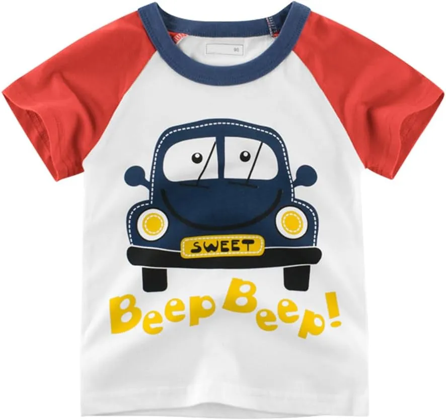 Toddler Boys Shirts Short-Sleeve Little Kids t Shirts Boys' Tops, Tees & Shirts Graphic TEE Age for 2-7 Years 4-Pack