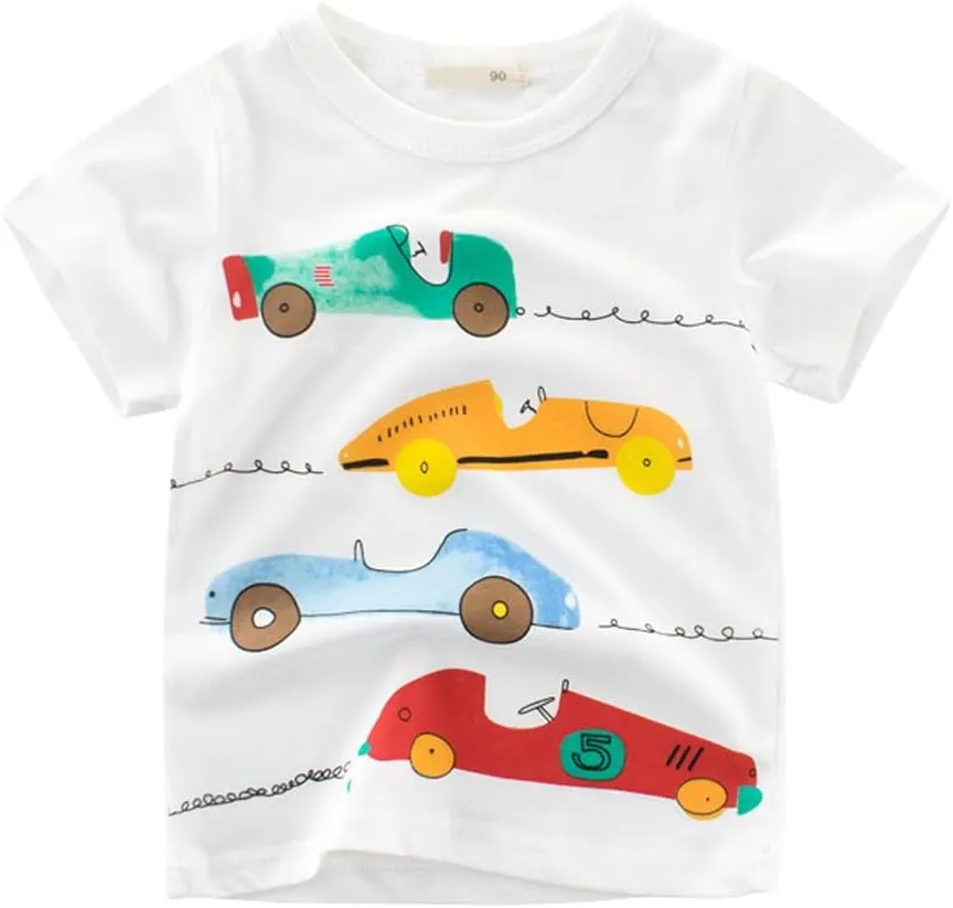 Toddler Boys Shirts Short-Sleeve Little Kids t Shirts Boys' Tops, Tees & Shirts Graphic TEE Age for 2-7 Years 4-Pack