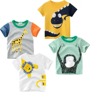 Toddler Boys Shirts Short-Sleeve Little Kids t Shirts Boys' Tops, Tees & Shirts Graphic TEE Age for 2-7 Years 4-Pack