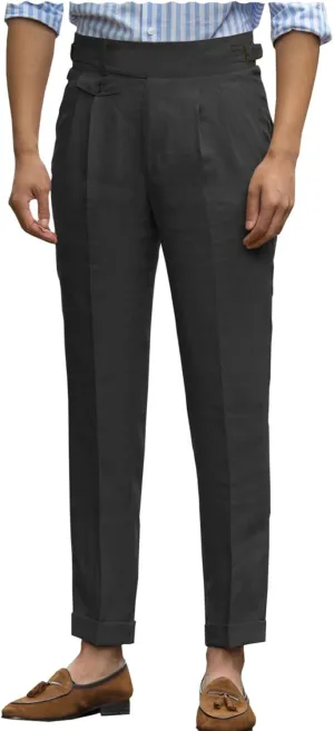 Uohzus Men's Linen Dress Pant Modern Fit Hemmed Pant Summer Beach Wedding Trousers