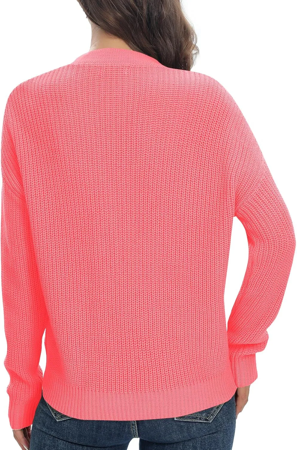 Urban CoCo Women's Lightweight Knit Open Front V-Neck Long Sleeve Button Down Casual Cardigan with Pockets