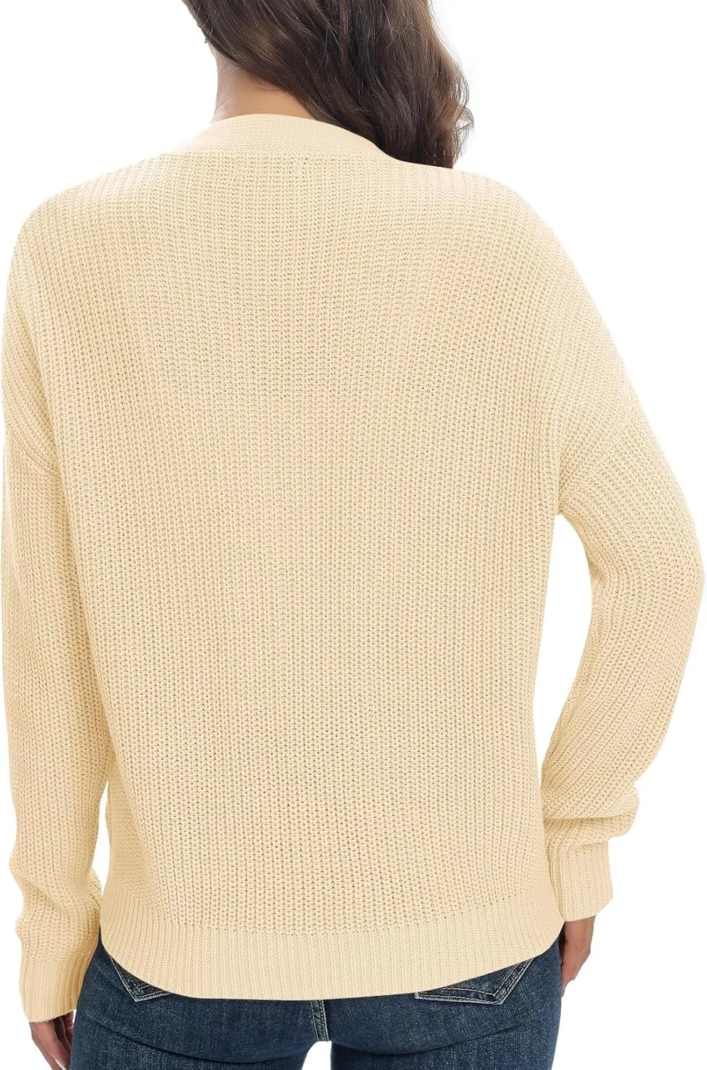 Urban CoCo Women's Lightweight Knit Open Front V-Neck Long Sleeve Button Down Casual Cardigan with Pockets