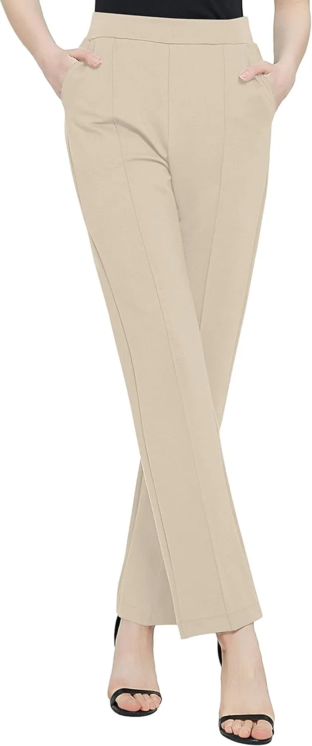 Urban CoCo Women's Yoga Dress Pants Stretchy Casual Slacks Straight Leg Work Pants with Pockets