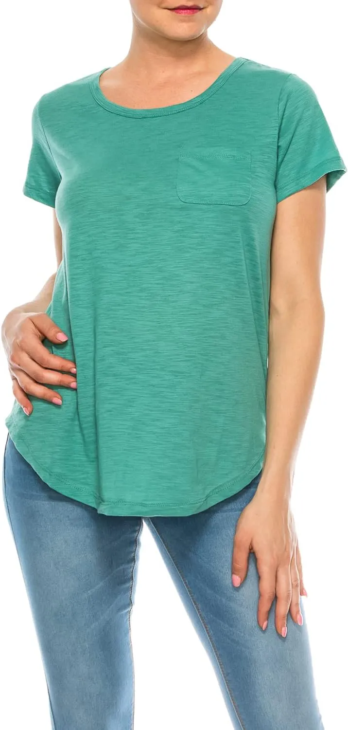 Urban Diction T-Shirts Pack of 4 Women's V-Neck Shirt Loose Essential Solid Colors Basic Scoop Neck Tees 4 Pack Womens Tops