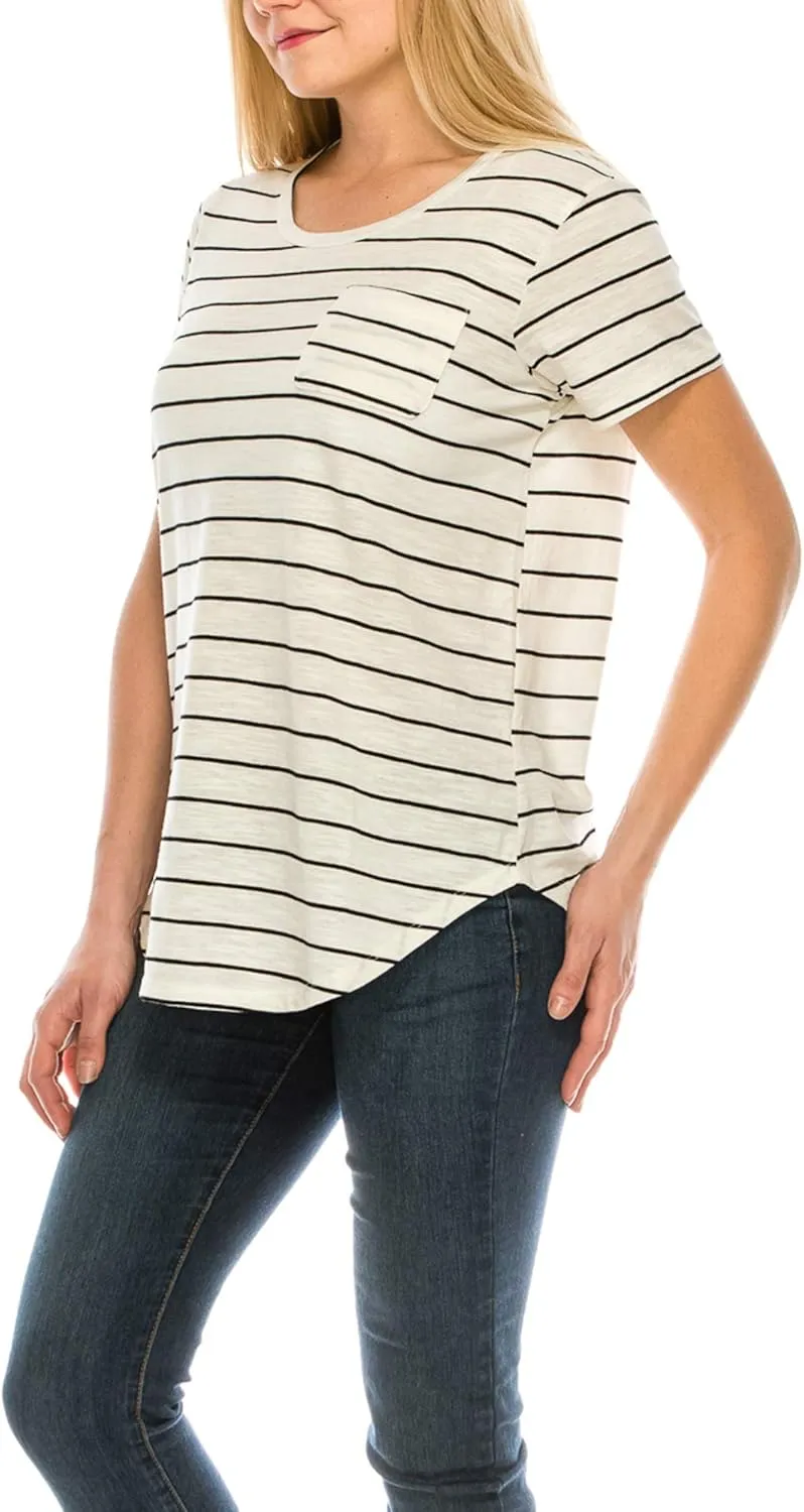 Urban Diction T-Shirts Pack of 4 Women's V-Neck Shirt Loose Essential Solid Colors Basic Scoop Neck Tees 4 Pack Womens Tops