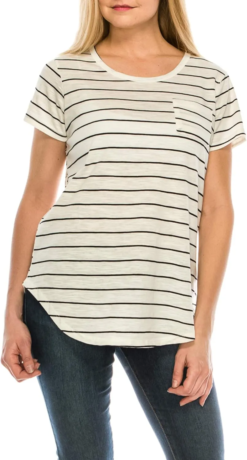 Urban Diction T-Shirts Pack of 4 Women's V-Neck Shirt Loose Essential Solid Colors Basic Scoop Neck Tees 4 Pack Womens Tops