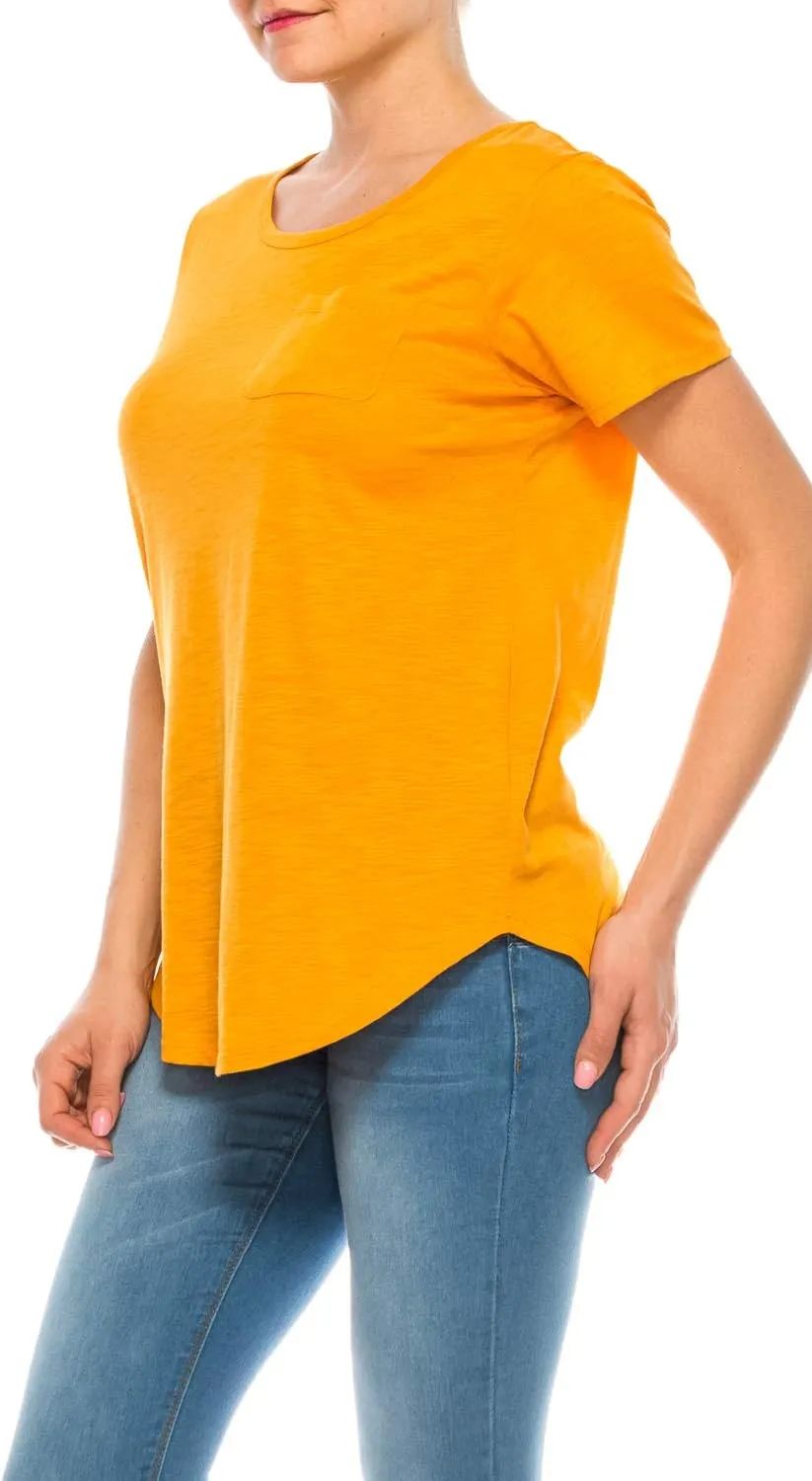Urban Diction T-Shirts Pack of 4 Women's V-Neck Shirt Loose Essential Solid Colors Basic Scoop Neck Tees 4 Pack Womens Tops