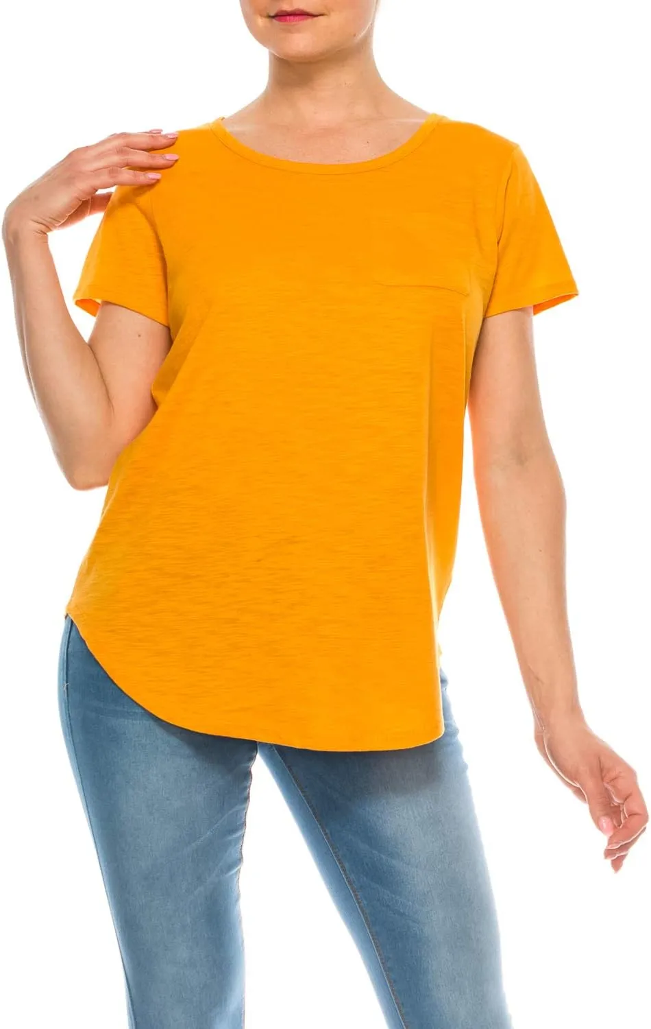 Urban Diction T-Shirts Pack of 4 Women's V-Neck Shirt Loose Essential Solid Colors Basic Scoop Neck Tees 4 Pack Womens Tops