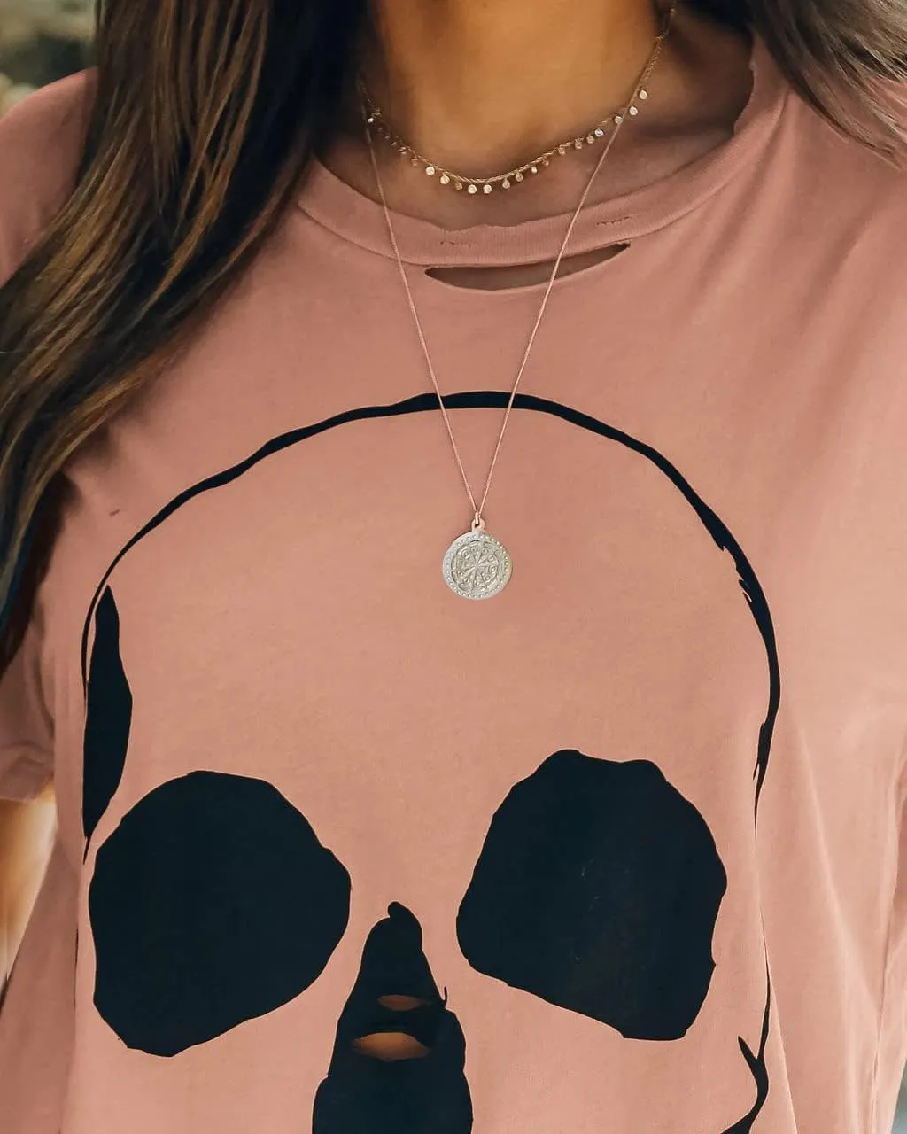 Veatzaer Summer Cotton Graphic Shirts Womens Short Sleeve Crewneck Tees Skull Distressed T Shirt Loose Casual Tops S-XXL