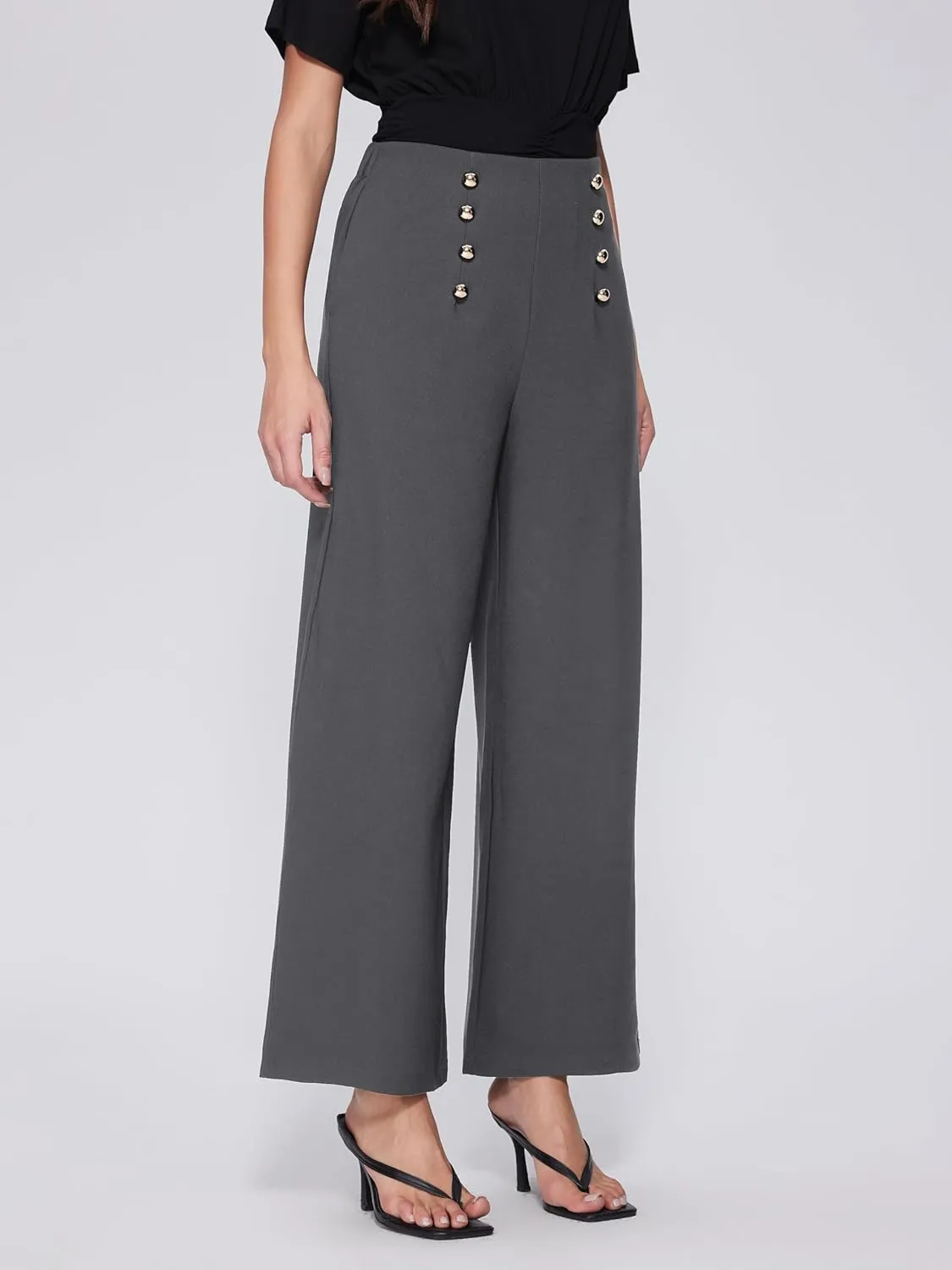 Vinova Womens Dressy Pants Straight Wide Leg High Waisted Buttoned Stretchy Work Business Casual Outfits 2025