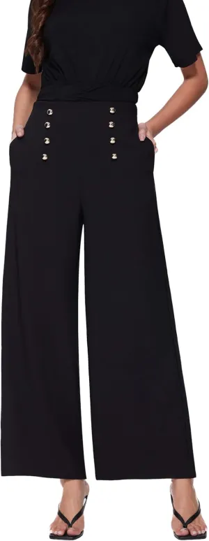 Vinova Womens Dressy Pants Straight Wide Leg High Waisted Buttoned Stretchy Work Business Casual Outfits 2025