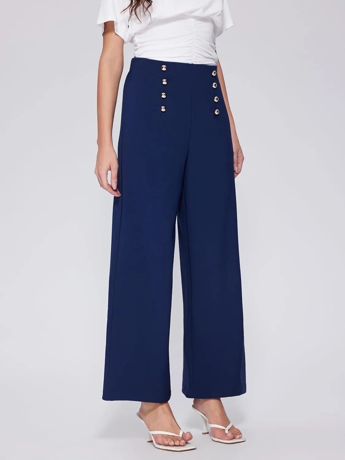 Vinova Womens Dressy Pants Straight Wide Leg High Waisted Buttoned Stretchy Work Business Casual Outfits 2025