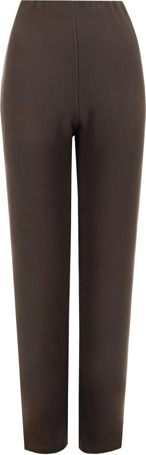 WearAll Womens Plus Size Stretch Ribbed Trousers Ladies Straight Leg Pants Sizes 8-22