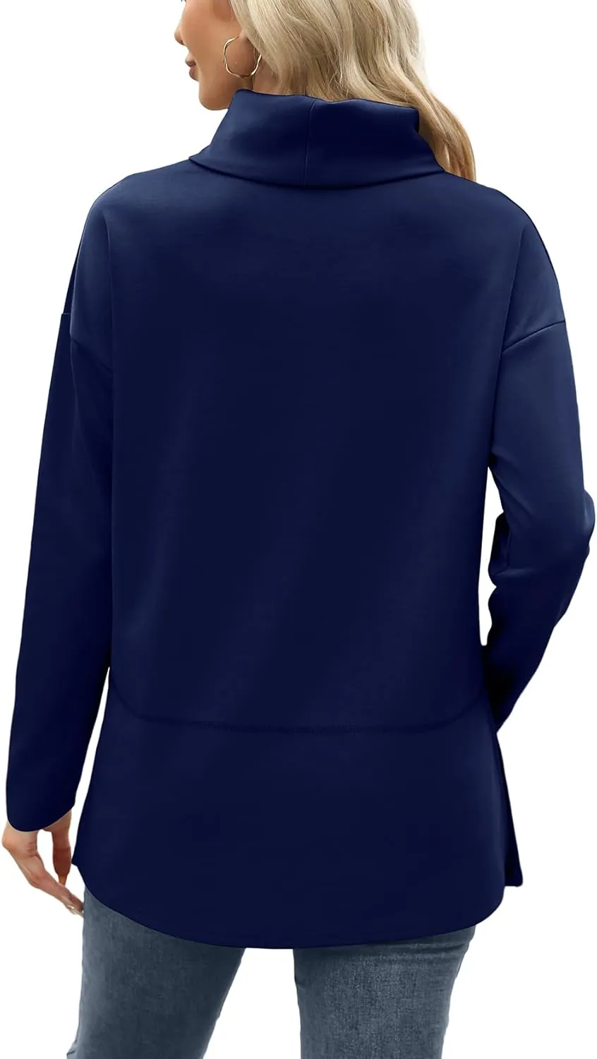 WIHOLL Womens Long Sleeve Tops Turtleneck Sweatshirt Fall Fashion 2024 Air Essentials Tunic Tops