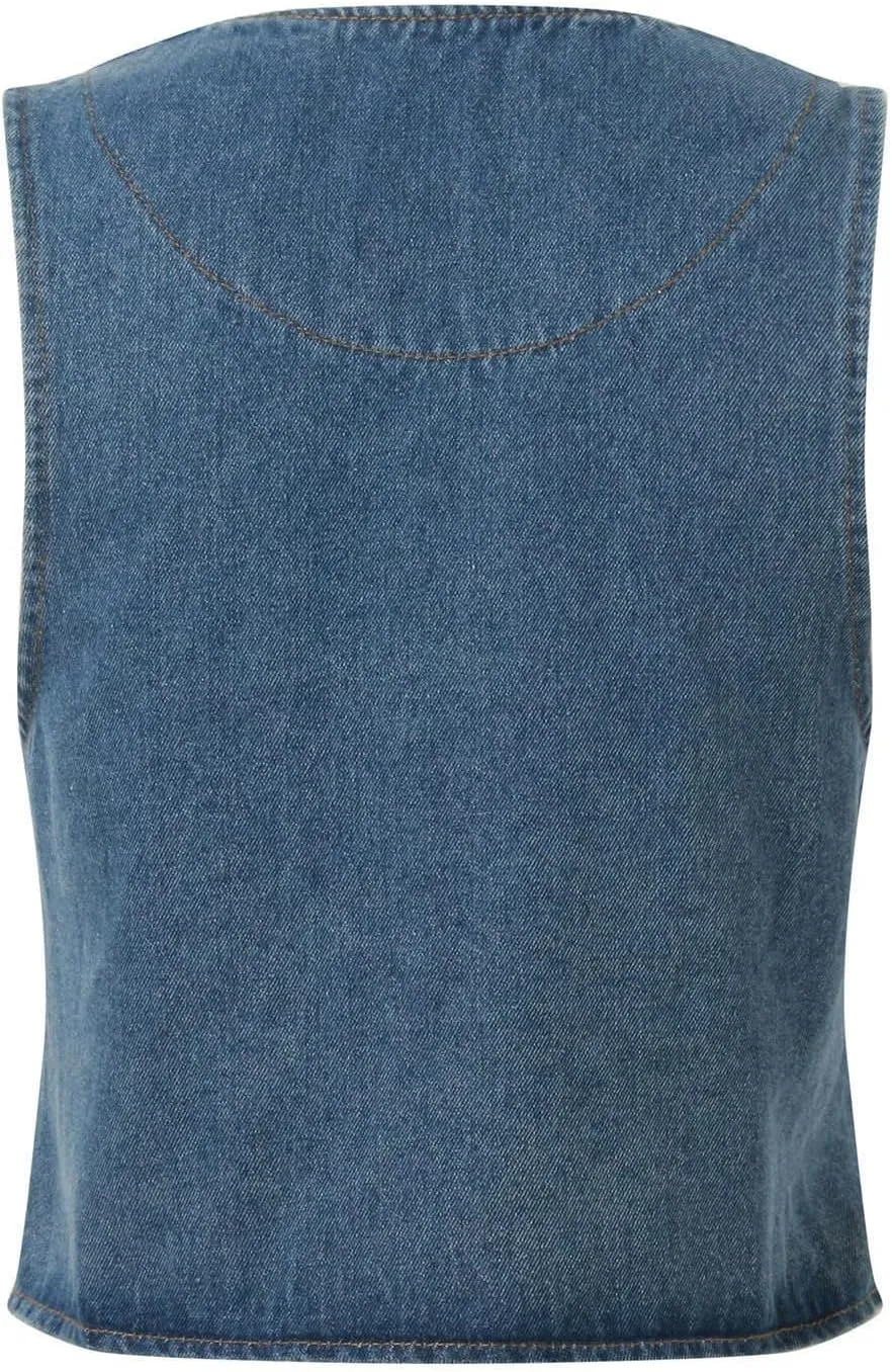 Women Denim Vest Summer Sleeveless Casual Tank Tops Bow Tie Front V Neck Crop Tops Trendy Streetwear Jean Tanks