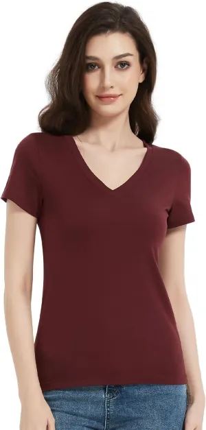 Women's 100% Merino Wool T-Shirt, V Neck Lightweight Moisture-Wicking Athletic Base Layer Tops for Running