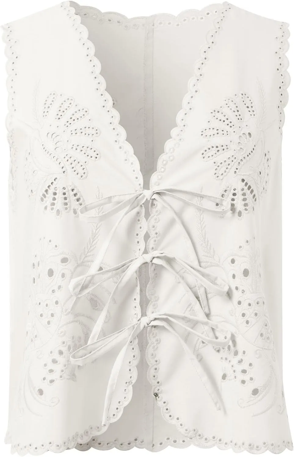 Women's Boho Y2K Tops Adjustable Tie Front Floral Eyelet Crochet Tanks for Summer Beach/Resort/Weekend Outfits​