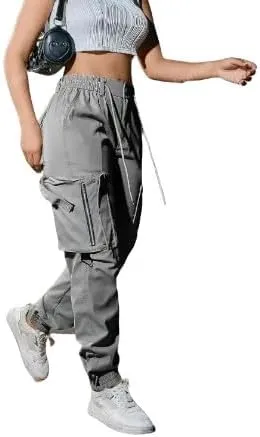 Women's Cargo Jogger Pants – Elastic Waist, Drawstring, Flap Pockets, and Zipper Accents in Multiple Colors