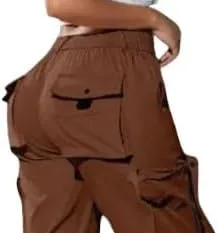Women's Cargo Jogger Pants – Elastic Waist, Drawstring, Flap Pockets, and Zipper Accents in Multiple Colors