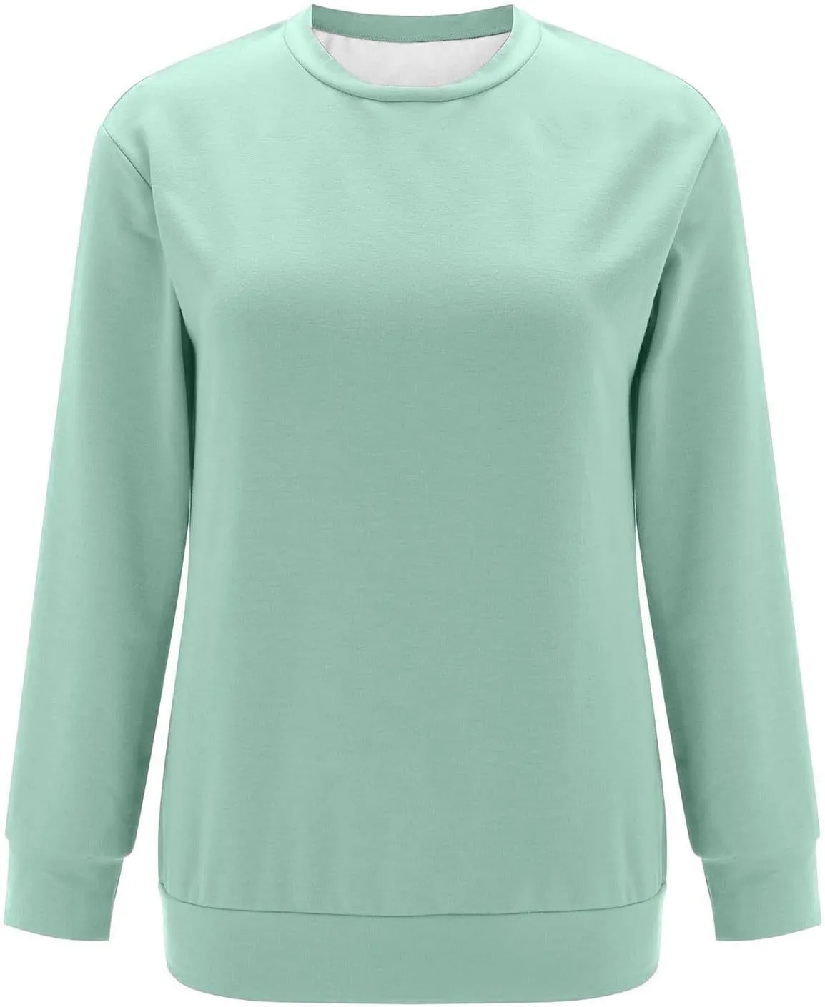 Women's Casual Long Sleeve Shirts Color Block/Solid Blouses Crewneck Sweatshirts Cute Loose Fit Pullovers Tops with Pockets