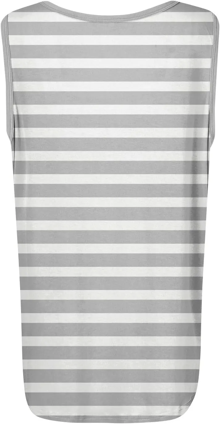 Women's Casual Red and White Striped Sleeveless Top Summer Fashion Square Neck Tank for Everyday Wear