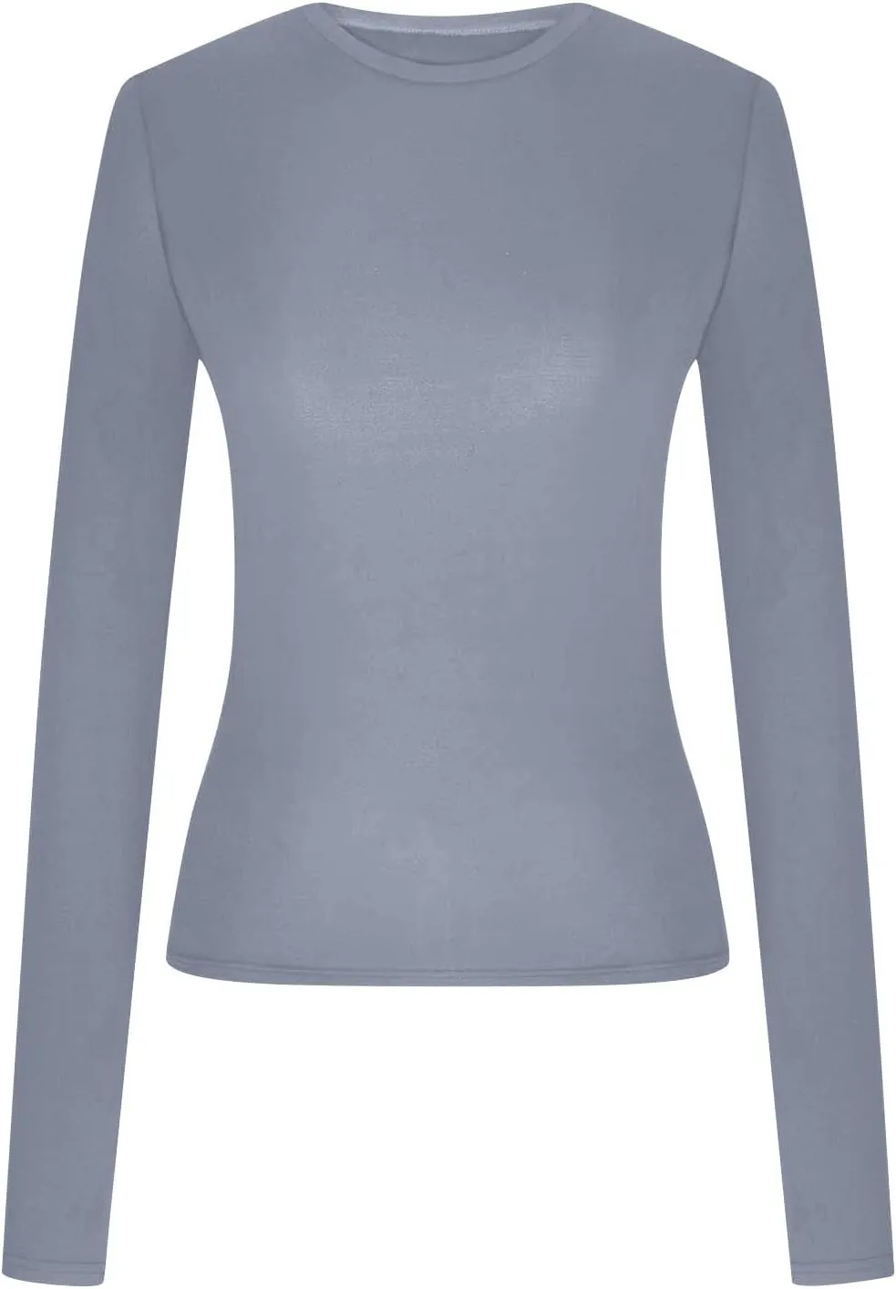 Womens Fashion Sweatshirt Fitted Basic T-shirt Long Sleeves Crewneck Trendy Casual Cropped Top Solid Color Tops Pullover