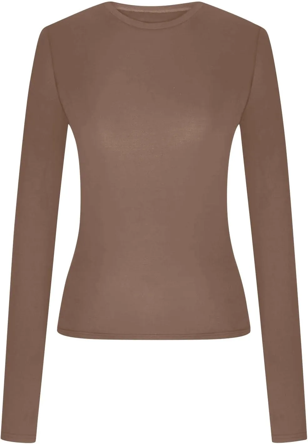 Womens Fashion Sweatshirt Fitted Basic T-shirt Long Sleeves Crewneck Trendy Casual Cropped Top Solid Color Tops Pullover