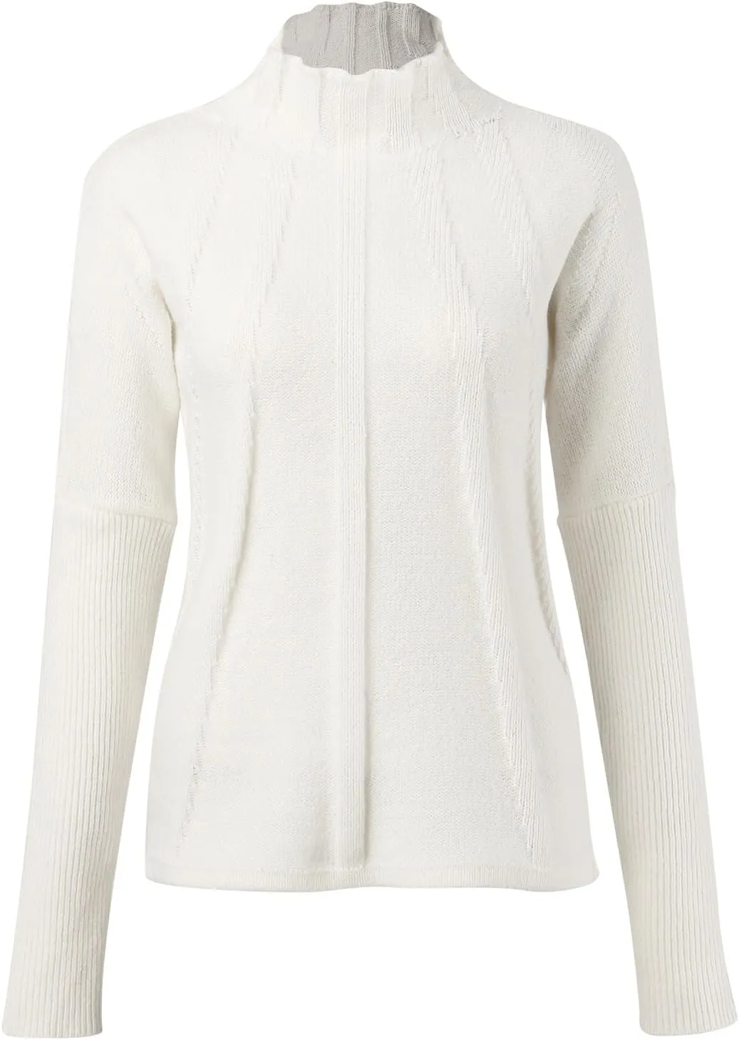Womens Half Turtleneck Long Sleeve Fall Oversized Mock Neck A Shaped Woven Strip Long Pullover Sweaters for