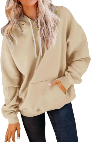Womens Hoodies Casual Long Sleeve Drawstring Women's Casual Pocket Hoodie Long Sleeve Fashion Rope Pullover Hoodie