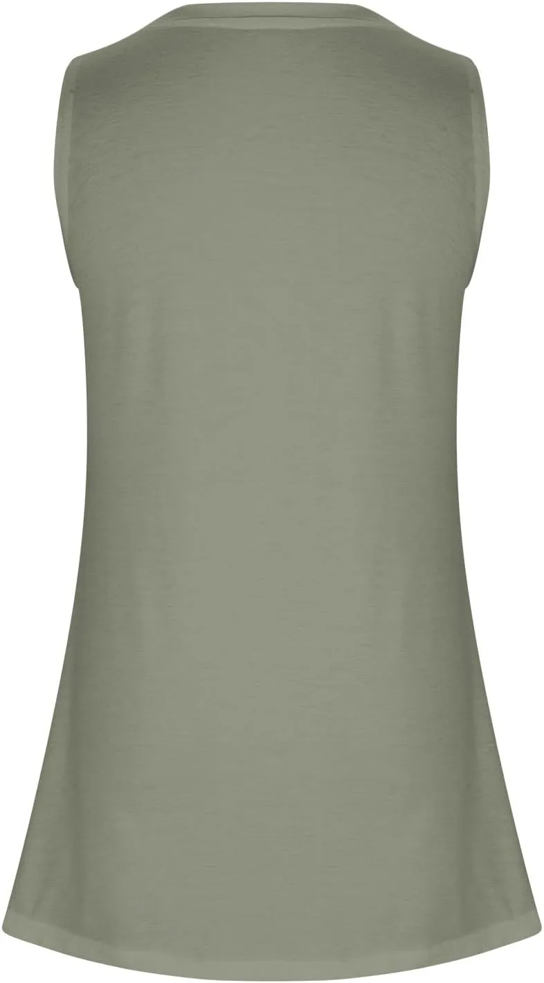 Womens Long Tank Tops Solid Color Baggy Loose Tanks Shirt Plus Size Round Neck Cami Top Summer Curved Hem 2025 Tees