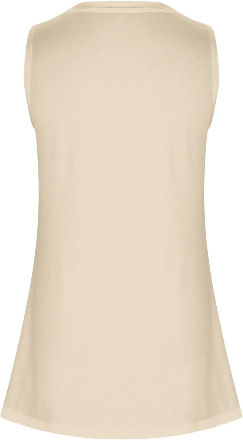 Womens Long Tank Tops Solid Color Baggy Loose Tanks Shirt Plus Size Round Neck Cami Top Summer Curved Hem 2025 Tees