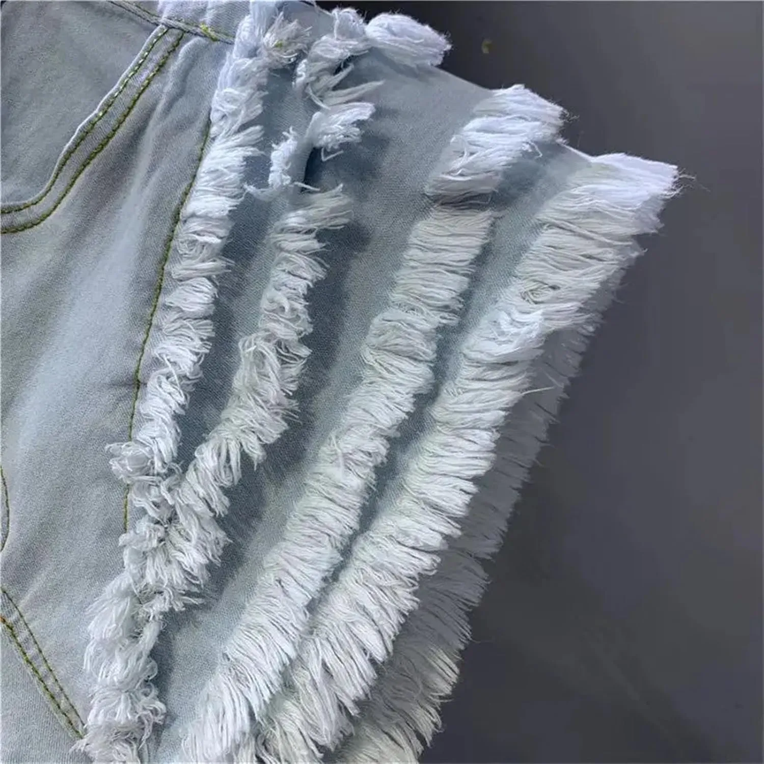 Women’s Punk Rock Spring Summer Denim Shorts Metal Studs Edgy High Waist Ripped Hot Pants