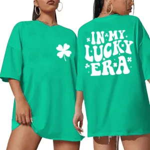 Women's St Patrick's Day Trendy Oversized T-Shirt Lucky Irish Shamrock Paddy's Day Graphic Tees Tops