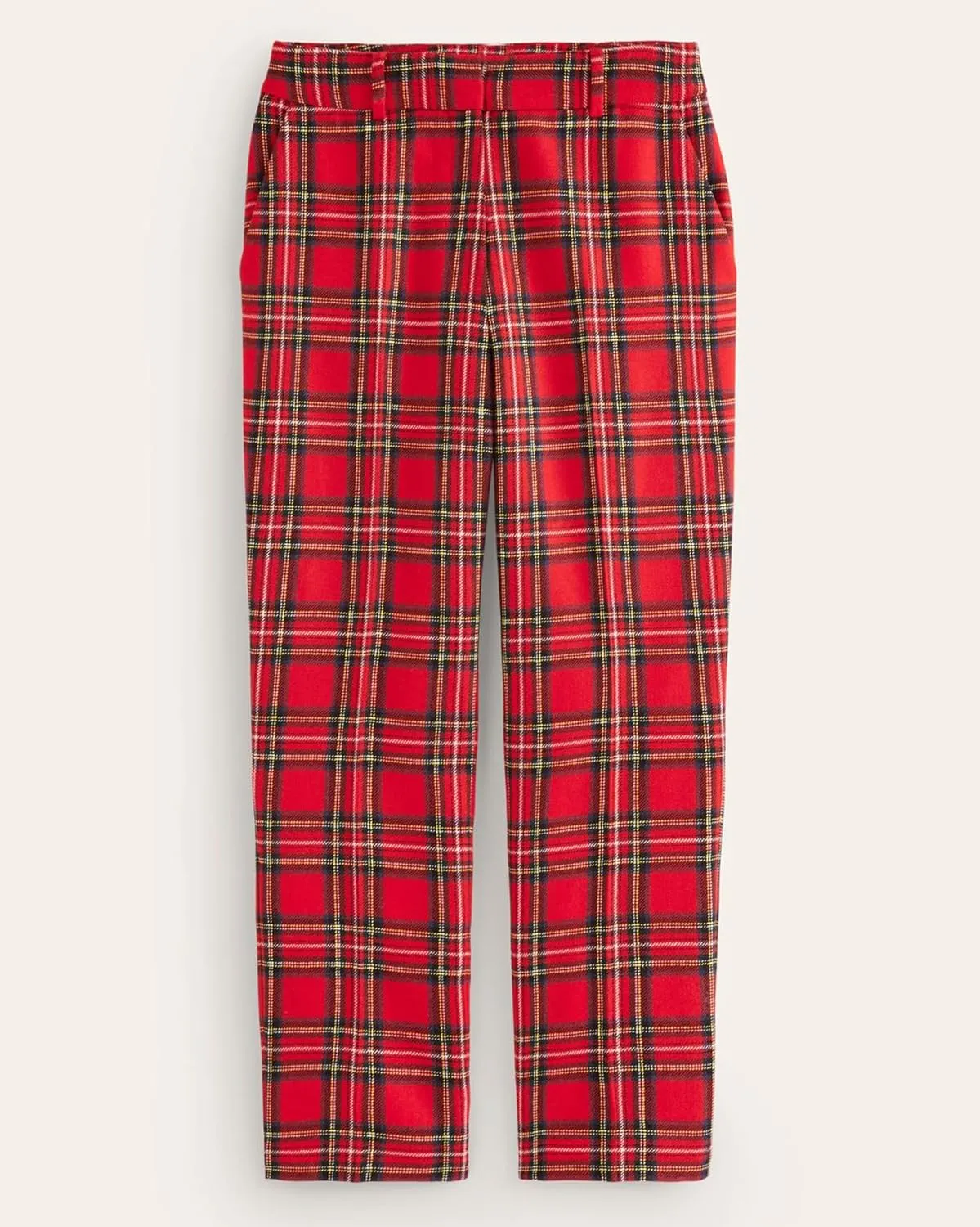 Women's Tartan Plaid Print Pants Mid Rise Straight Leg Casual Long Trousers Christmas Pants