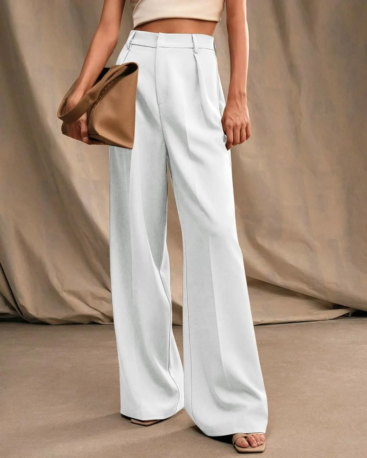 Womens Wide Leg Pants High Waist Straight Work Pants Office Business Casual Palazzo Trousers with Pockets