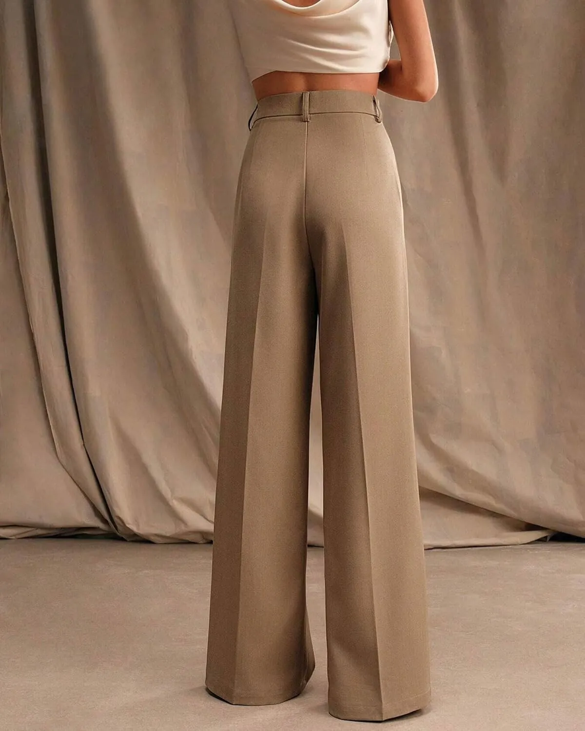 Womens Wide Leg Pants High Waist Straight Work Pants Office Business Casual Palazzo Trousers with Pockets