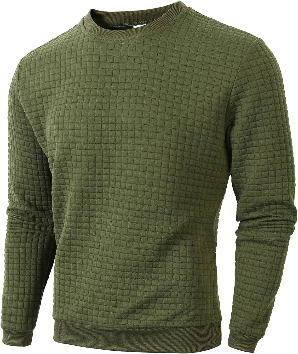 Ymosrh Mens Athletic Sweatshirts Pullover Plaid Jacquard Long Sleeve Solid Color Casual Workout Sweat Shirts